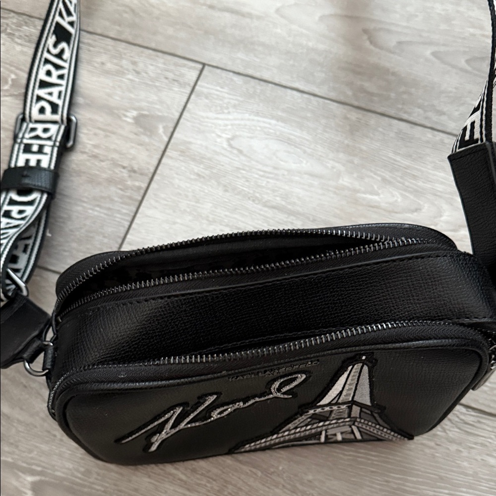 Karl Lagerfeld Black Belt Bag with Eiffel Tower Design - Picture 2 of 4